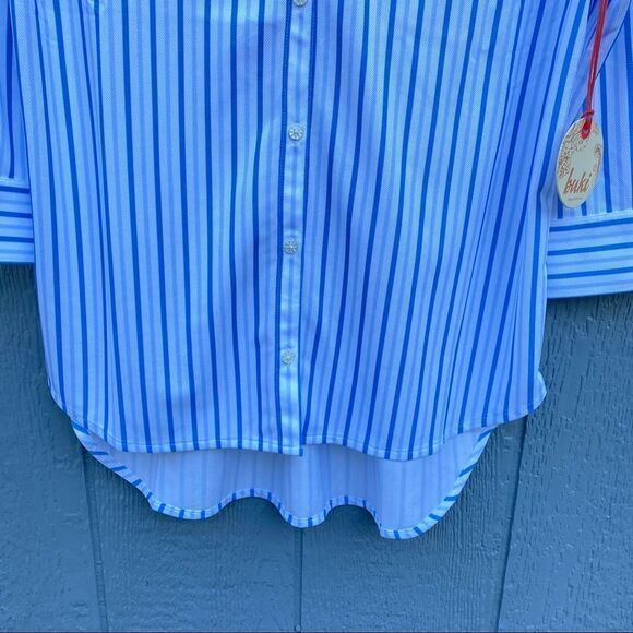 Buki Button Down Striped 3/4 Sleeve Blouse M NWT - Picture 4 of 15